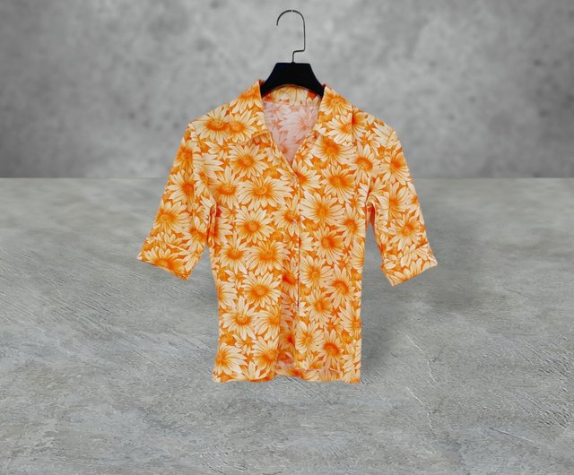 Half orange half white hot sale shirt