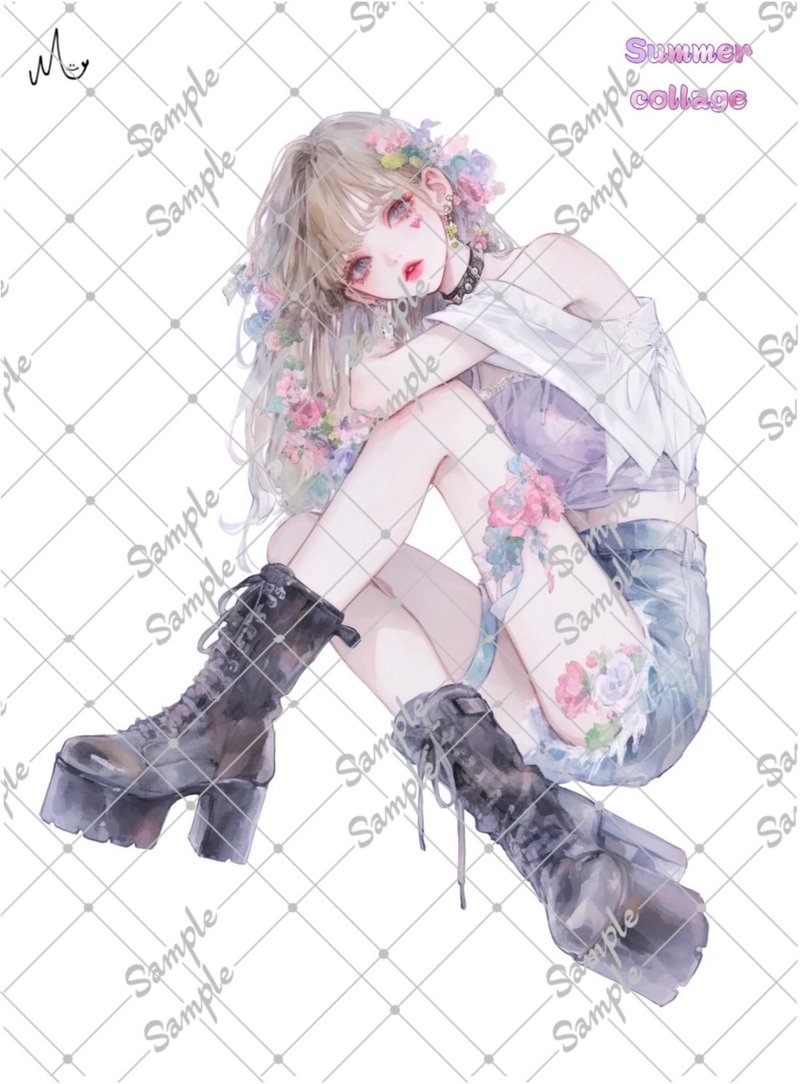 オリジナル人物ステッカー期間限定 Summerシリーズ 8月10日まで - 貼紙 - 紙 