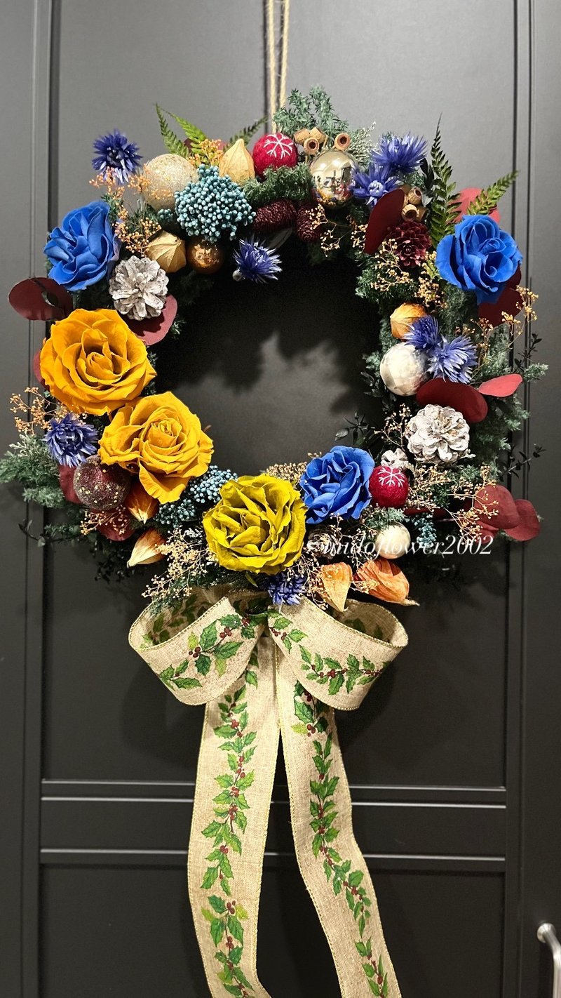 [Customized] 40cm Christmas wreath/Christmas flower gift/everlasting wreath/customized wreath - Dried Flowers & Bouquets - Plants & Flowers 