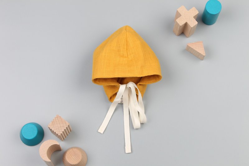Bonbies. Japanese pure cotton double-sided double gauze. Handmade small hat. Small mustard. - Bibs - Cotton & Hemp Yellow