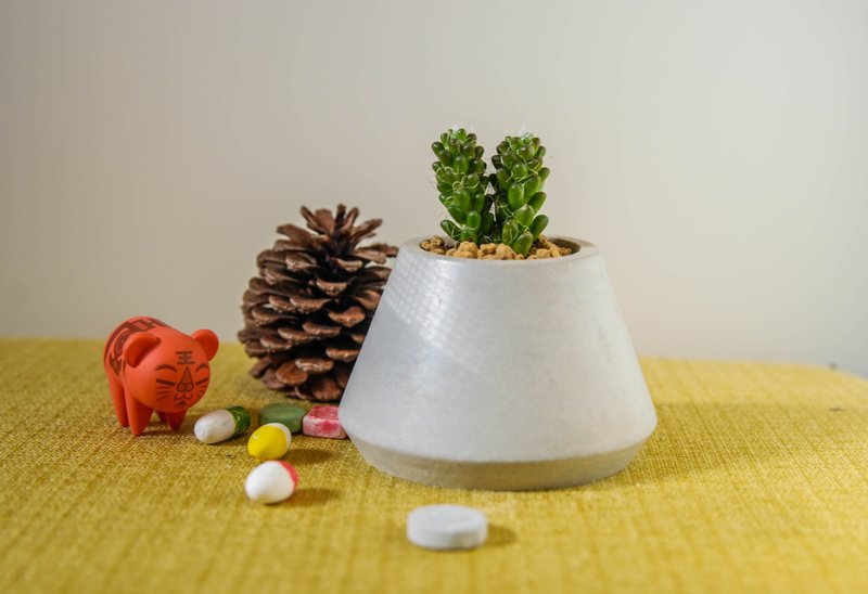 Single color small hill mud pot (marl/water blue/ Peach) - ตกแต่งต้นไม้ - ปูน สีเทา