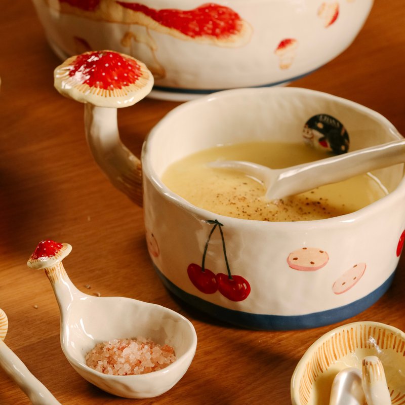 Mushroom Soup Cup (no spoon) - 其他 - 陶 紅色