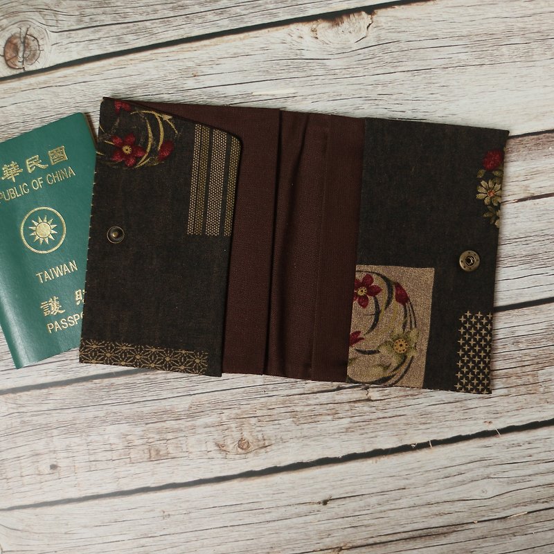 【典雅】日本口布料 限量 純棉布料手作  護照套 護照夾 護照 - 護照套 - 棉．麻 藍色