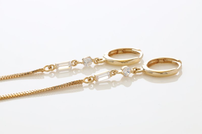 Earrings NANA Double Tassel Earrings 14K Gold [Limited 1 piece] - ต่างหู - เครื่องประดับ สีทอง