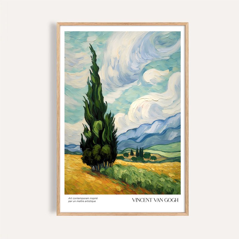 麥田柏樹 Cypress in the Wheatfield / 梵谷風格 掛畫 畫芯 海報 - 海報/掛畫/掛布 - 紙 