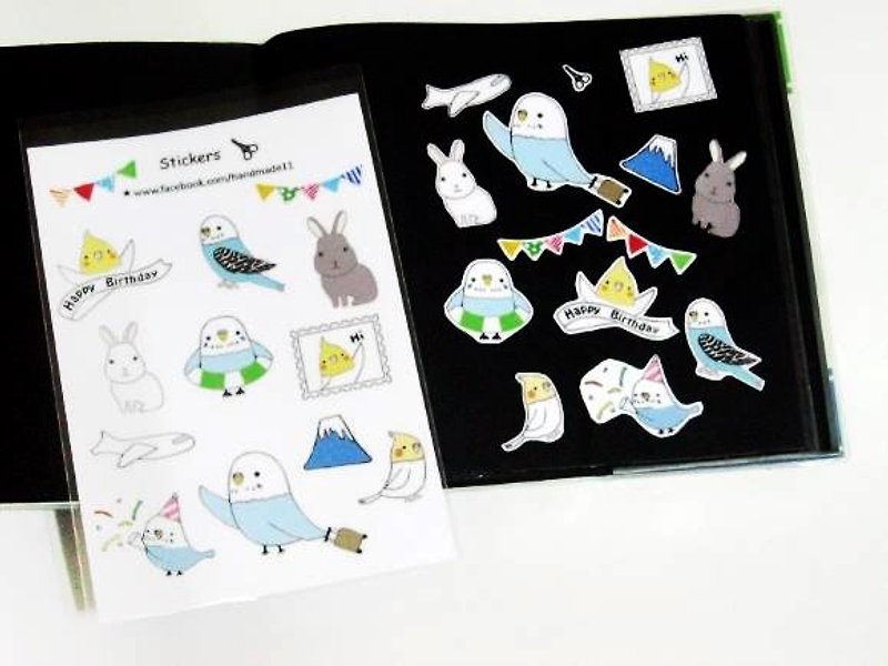 "Cut" Sticker Bird & Bunny - สติกเกอร์ - กระดาษ 