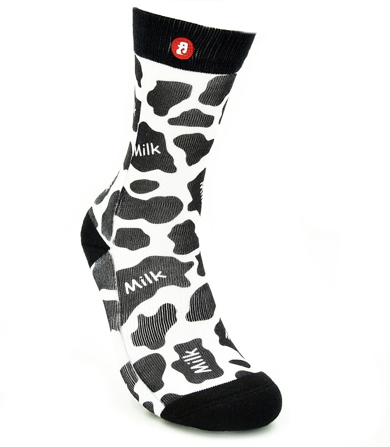 美國Fools Day印花襪子﹣牛奶紋 - 襪子 - 其他材質 黑色