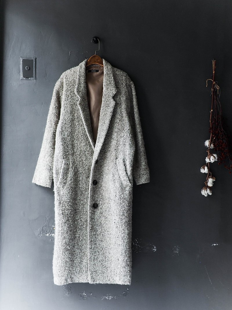 川ヒル - 浅い混合織チョコレート羊のスーツの襟冬のソナタアンティーク羊のウールのコートのジャケットのウールの毛皮ヴィンテージウールヴィンテージオーバーコート - ジャケット - ウール ホワイト