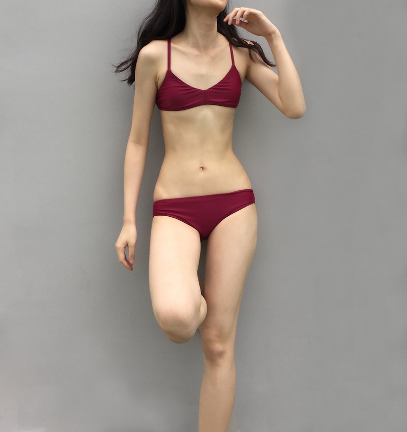 Harper low rise bikini bottom - Burgundy - L - 泳衣/比基尼 - 聚酯纖維 紅色
