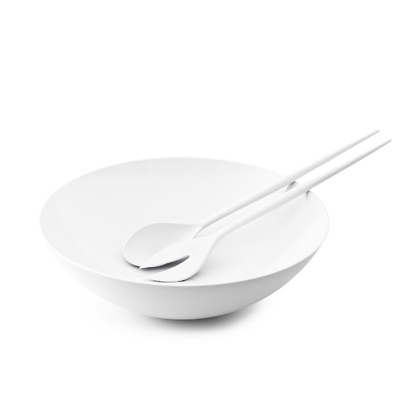 Krenit Salad Bowl / Ladle Set - Bowls - Plastic White