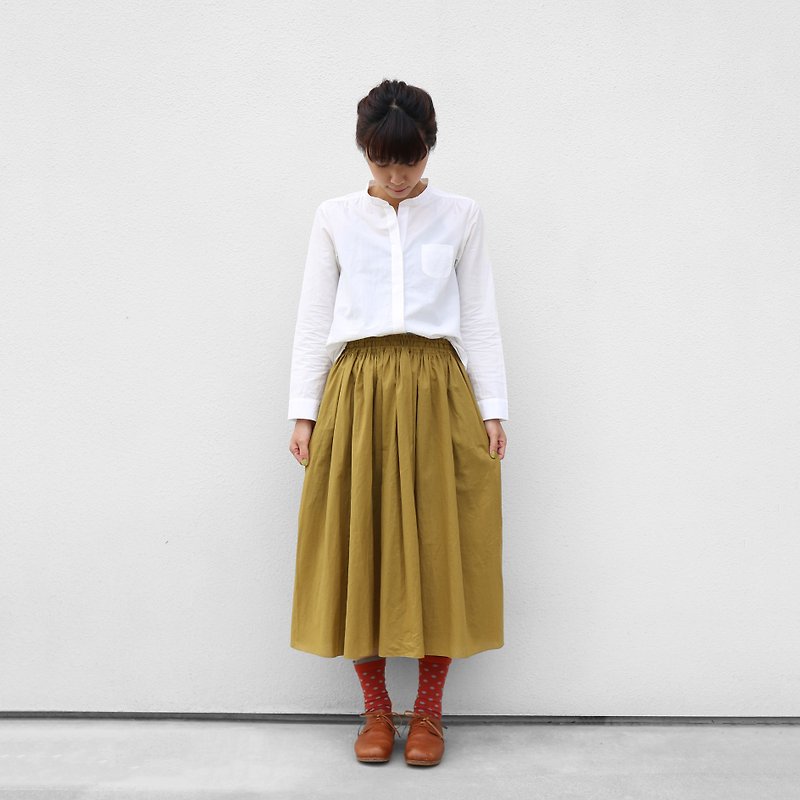 Loose cotton skirt [mustard] - กระโปรง - กระดาษ สีเหลือง