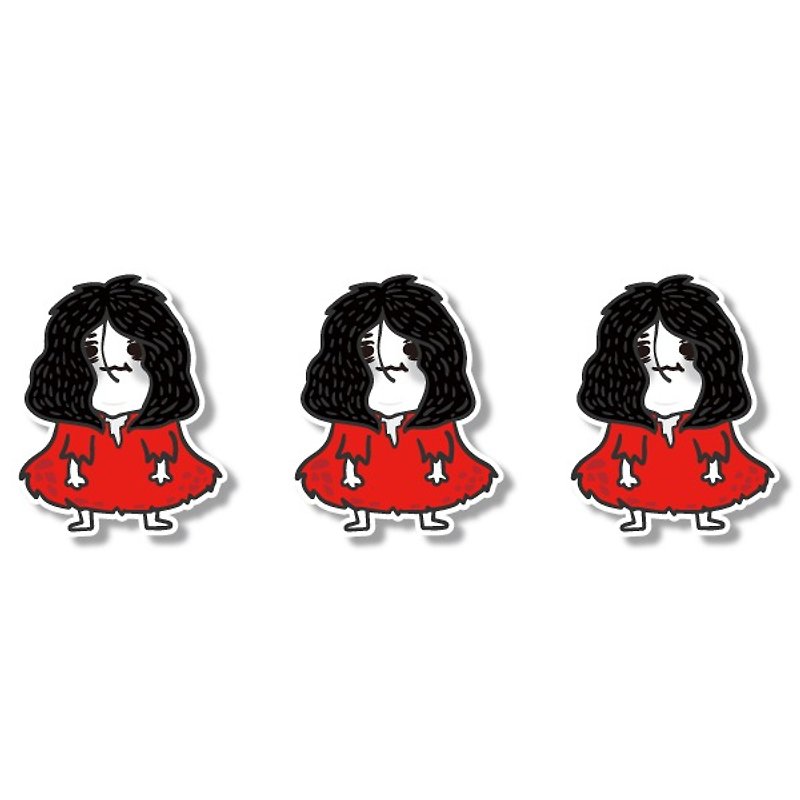 1212 fun design funny everywhere stickers waterproof stickers - little girl in red - สติกเกอร์ - วัสดุกันนำ้ สีแดง