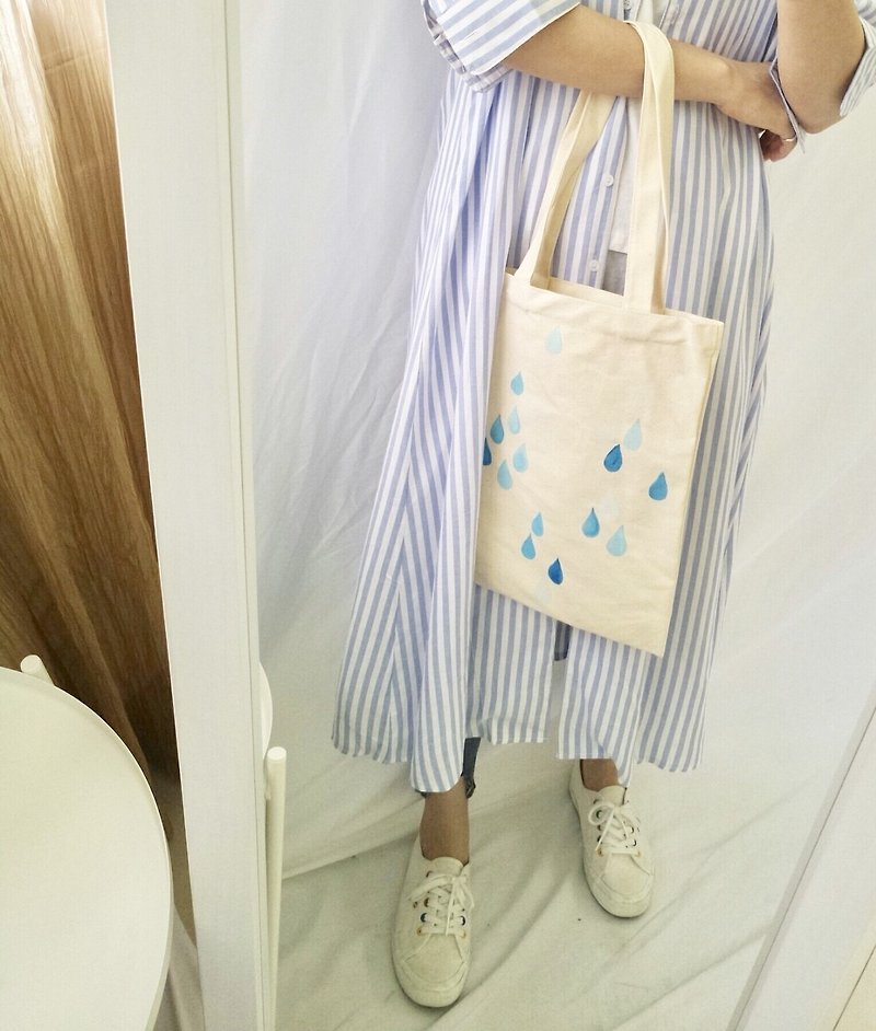 hand-drawn bag  (water droplet) - Handbags & Totes - Other Materials White