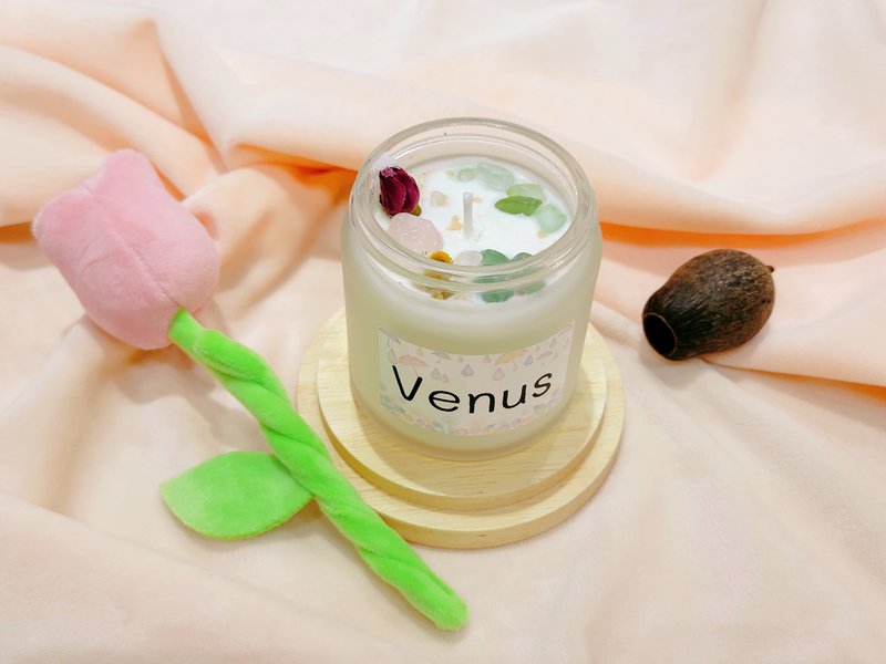 crystal candle chakra candle heart chakra venus - เทียน/เชิงเทียน - ขี้ผึ้ง สีเขียว