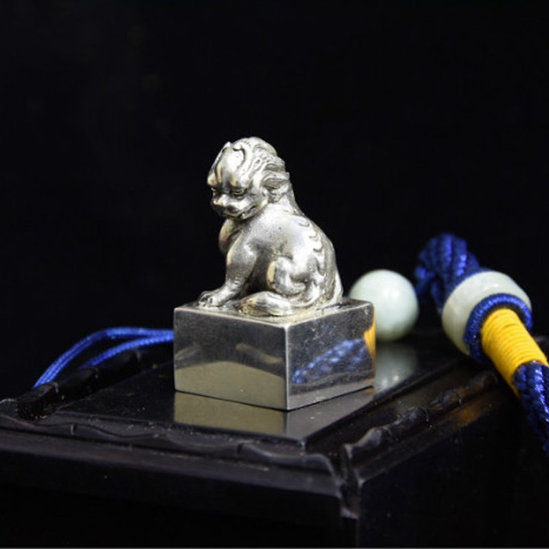 Silver stamp lion custom name imitation hand seal engraving 18x18x34mm - ตราปั๊ม/สแตมป์/หมึก - เงิน สีเงิน