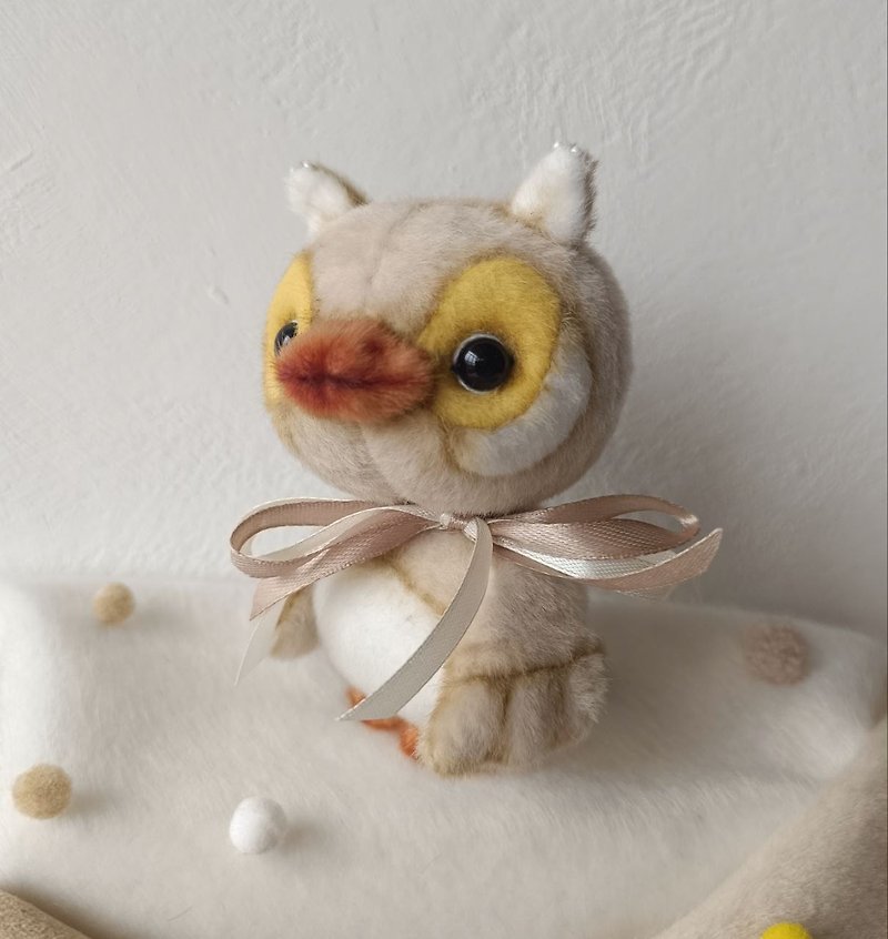 Miniature teddy Owl handmade toy - Stuffed Dolls & Figurines - Other Materials Khaki