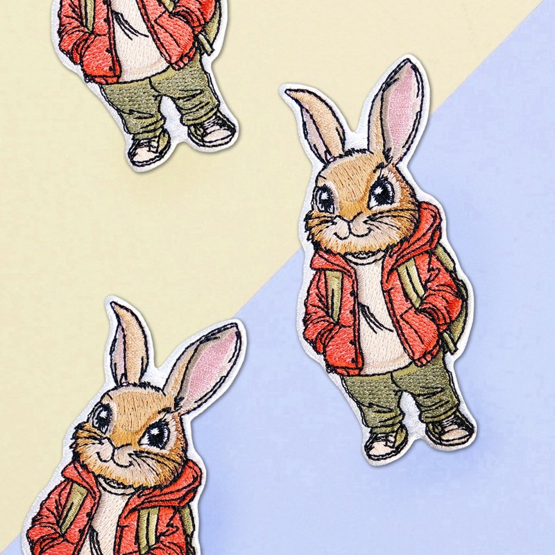 Embroidered Fabric Patch Cool Rabbit Adventurer - อื่นๆ - งานปัก 