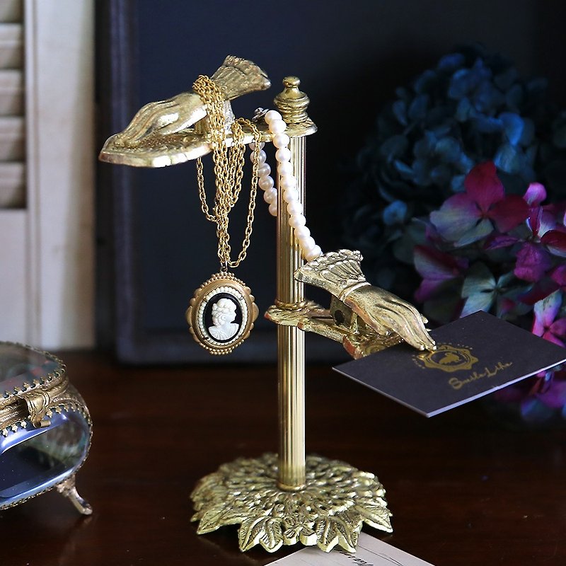 アメリカのアンティークジュエリー手クリップフレーム - 置物 - 金属 ゴールド