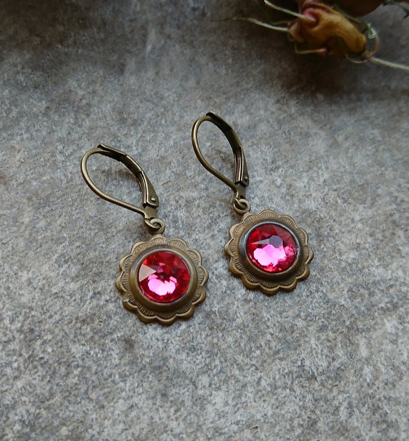 Pink Glass Earrings - Earrings & Clip-ons - Other Metals Pink