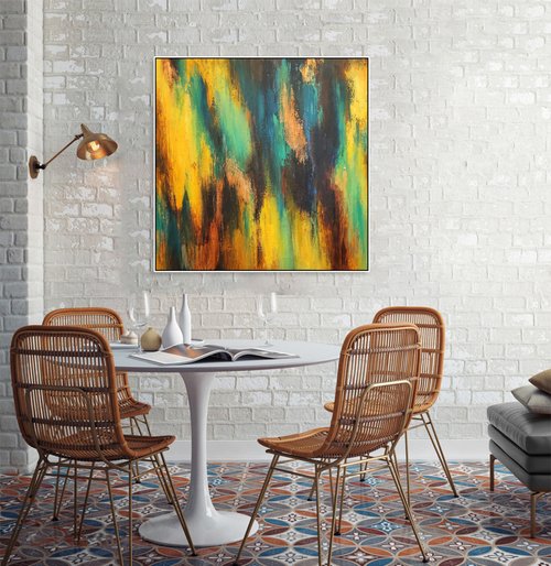 抽象画 キャンバス作品 多色 no sound, ask me / 抽象画 キャンバス 90×65㎝ 原画のみ 今日も