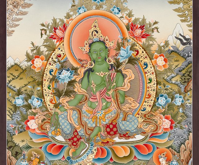 タンカの傑作 緑タラ 解放の女神 - ショップ Boudha Stupa