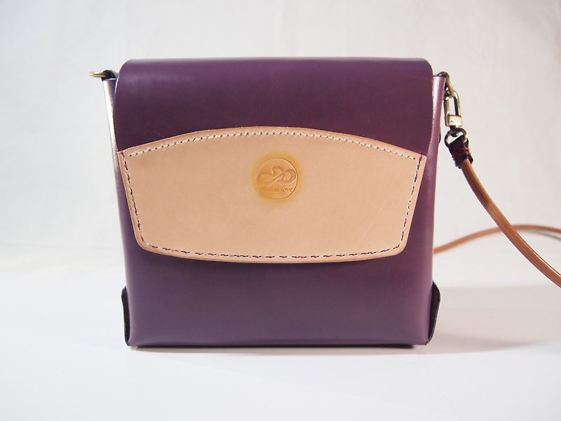 Leather Shoulder Bag Oblique Backpack Side Backpack Mysterious Purple - Messenger Bags & Sling Bags - Genuine Leather Purple