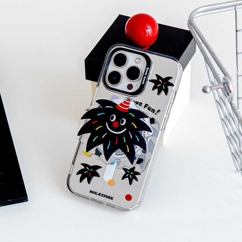 AUG8 STORE Black Bang Bang iPhone Case Electroplating Double Layer Glossy Magnetic Suction Shell - เคส/ซองมือถือ - พลาสติก 