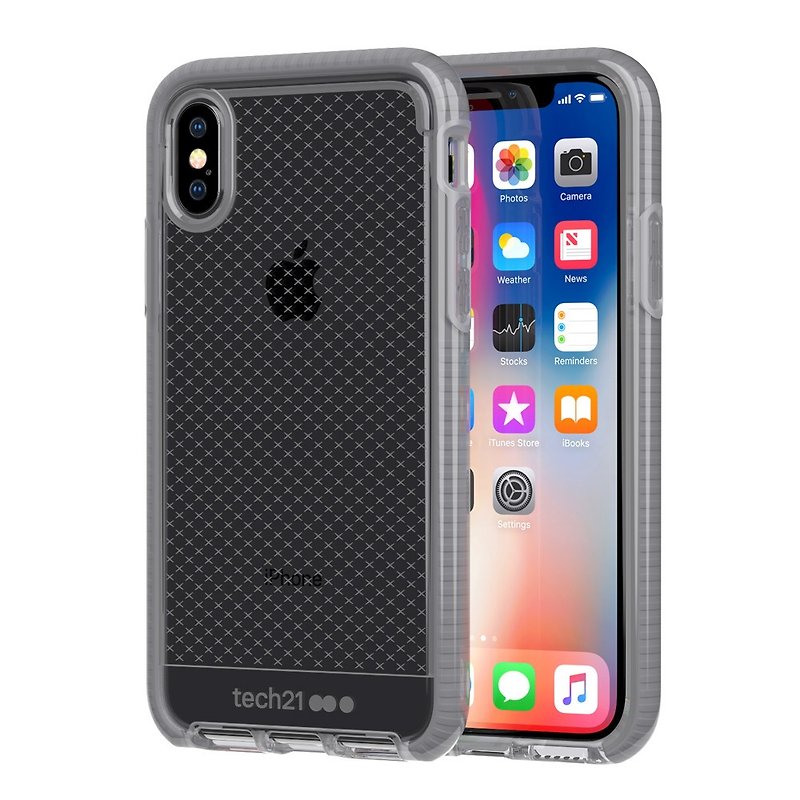 Tech21 iPhone X 防撞軟質格紋保護殼 - 透灰 (5055517396196) - 手機殼/手機套 - 其他材質 灰色