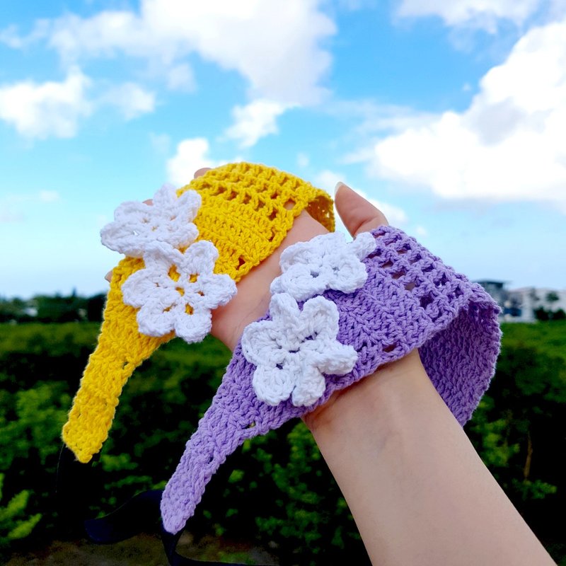 flower crochet hair band - Hair Accessories - Cotton & Hemp Yellow