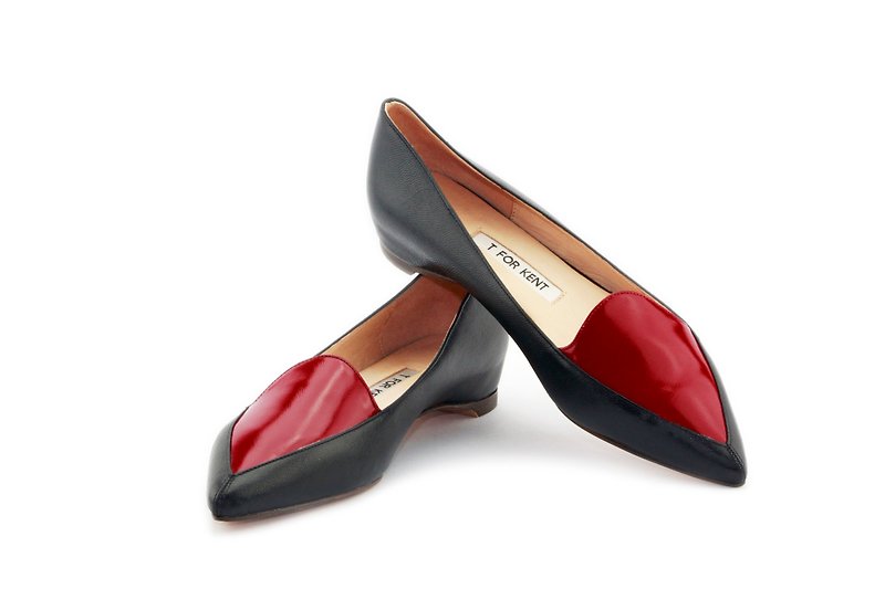 T FOR KENT BROKENHEARTED  flats ( black/red ) - Women's Leather Shoes - Genuine Leather Red