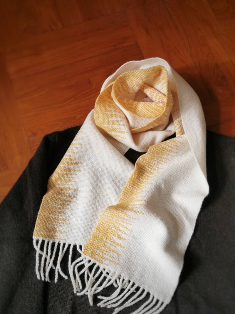 Handwoven by Carina | Handwoven 50% yak 50% merino wool scarf - Knit Scarves & Wraps - Wool Yellow