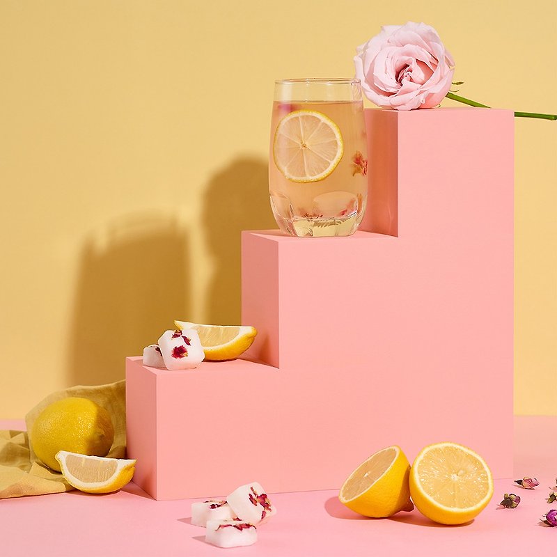 Rock sugar rose lemon tea brick | 17gx12 pieces/can | wedding souvenirs bridesmaid gift girlfriend gift floral tea - Tea - Other Materials Yellow