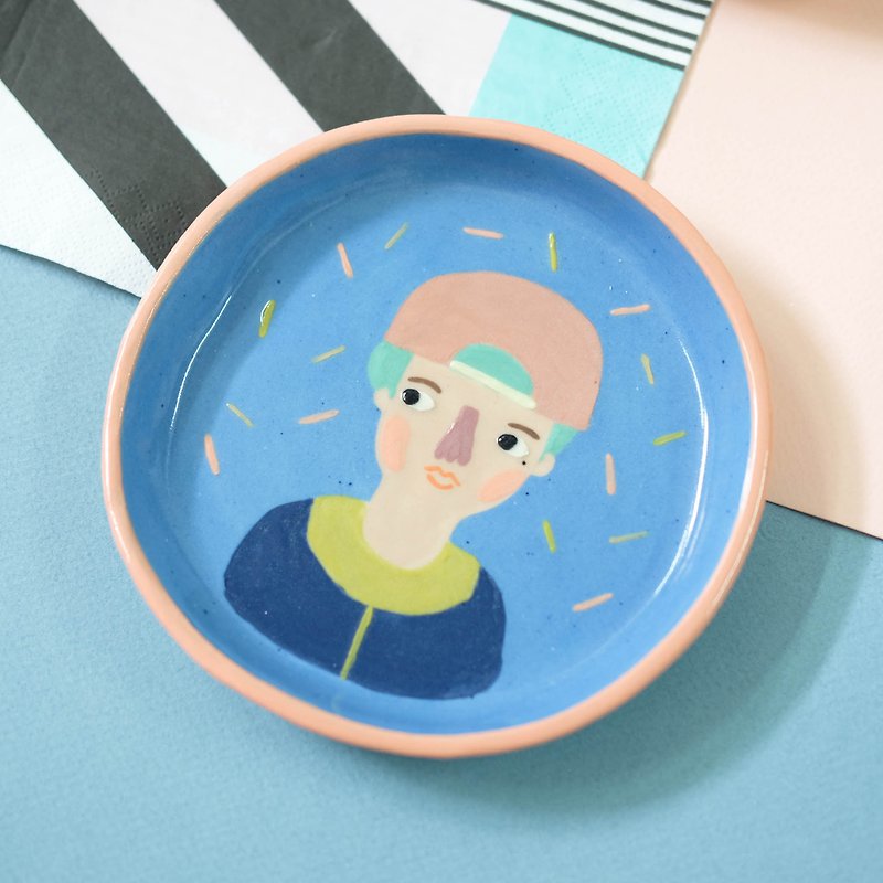 男の子のセラミックプレート - 小皿 - 陶器 多色