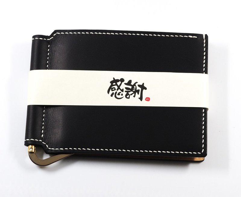 Money Clip Wallet Six Card Short Wallet Classic Black - Wallets - Genuine Leather Black