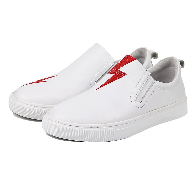 Leather Sneaker Spark M1184 White - รองเท้าลำลองผู้ชาย - หนังแท้ ขาว