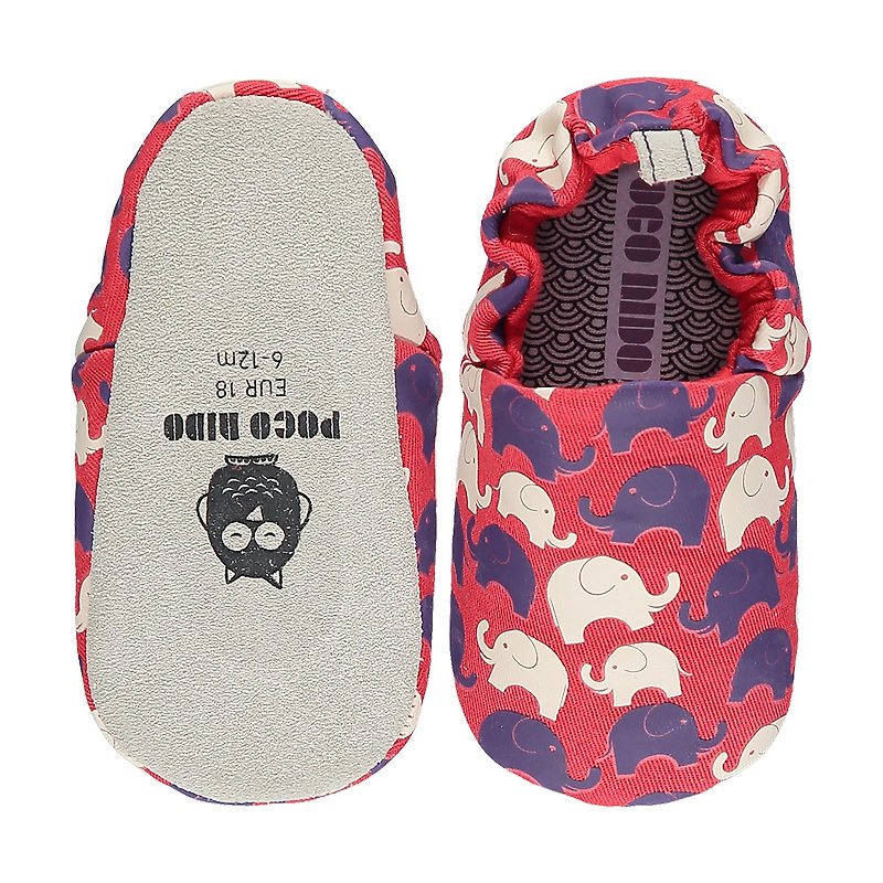 棉．麻 嬰兒鞋/學步鞋 - Poco Nido (英國) 嬰兒 BB鞋 學行/學步鞋仔 -  大象 紅色