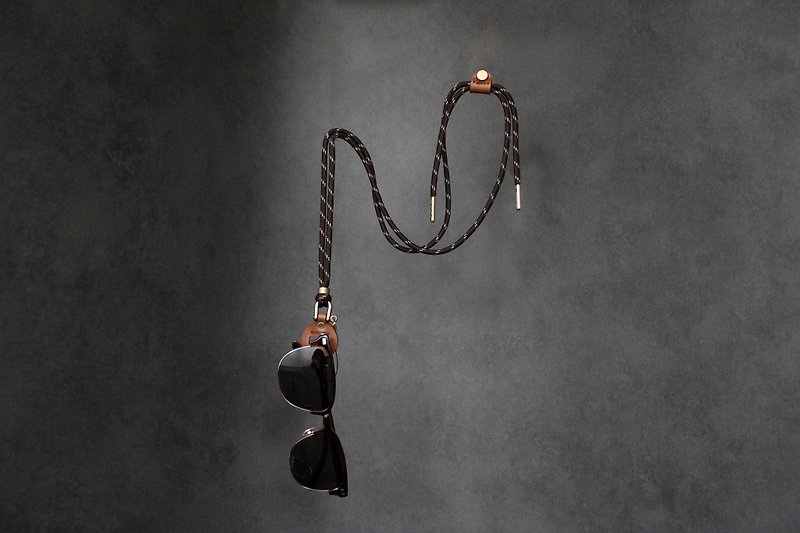UNIC horseshoe buckle leather glasses lanyard/multifunctional neck lanyard/nylon neck lanyard - Sunglasses - Genuine Leather Brown