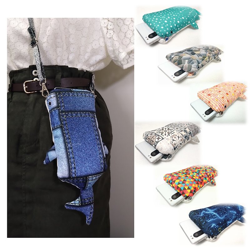 smartphone bag with a shoulder strap　　　whale shark　 shoulder bag - Messenger Bags & Sling Bags - Sponge Blue