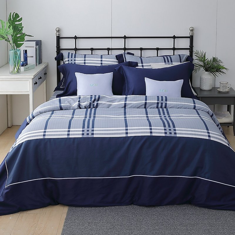 (特大)月色-蘇格蘭協奏曲-高質感60棉兩用被床包四件組6*7尺 - 床包/寢具 - 棉．麻 藍色