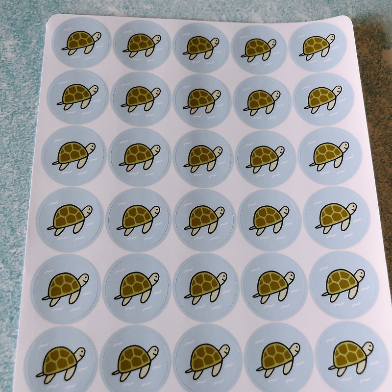 Turtle round sticker - สติกเกอร์ - กระดาษ ขาว