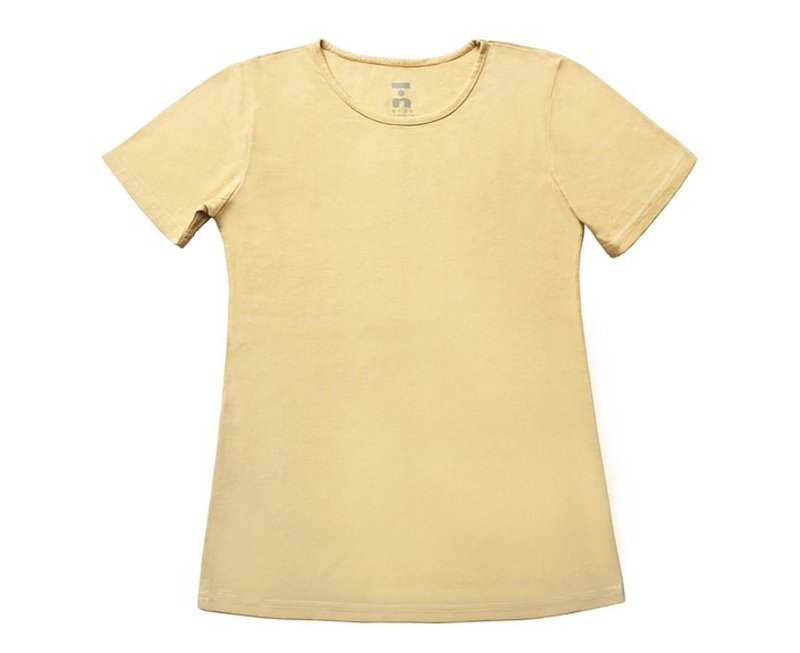 餘暉 天然染素T(山梔子) Organic Cotton - 帽T/大學T - 棉．麻 黃色