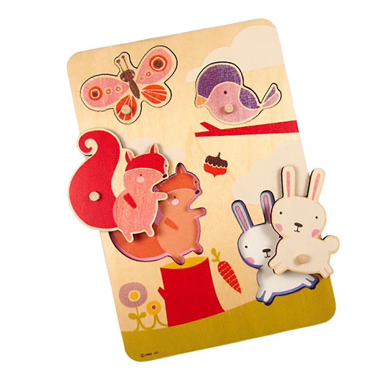 Play small animal wooden puzzle cards [Hallmark classic handmade series baby congratulations] - การ์ด/โปสการ์ด - กระดาษ หลากหลายสี