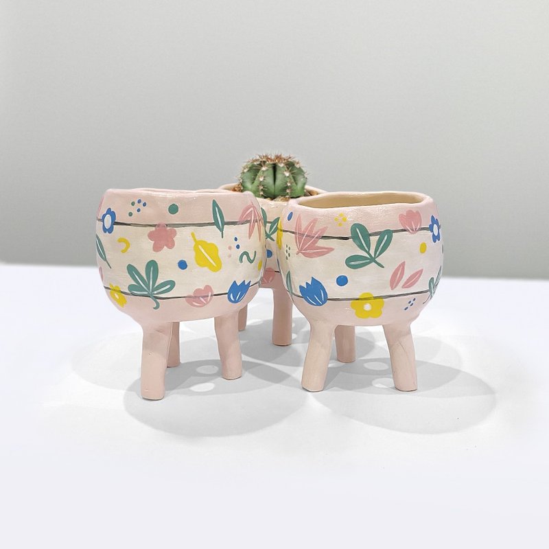 Lovely Sweet Tropical PLANT POT - 盆栽/植栽 - 陶 粉紅色