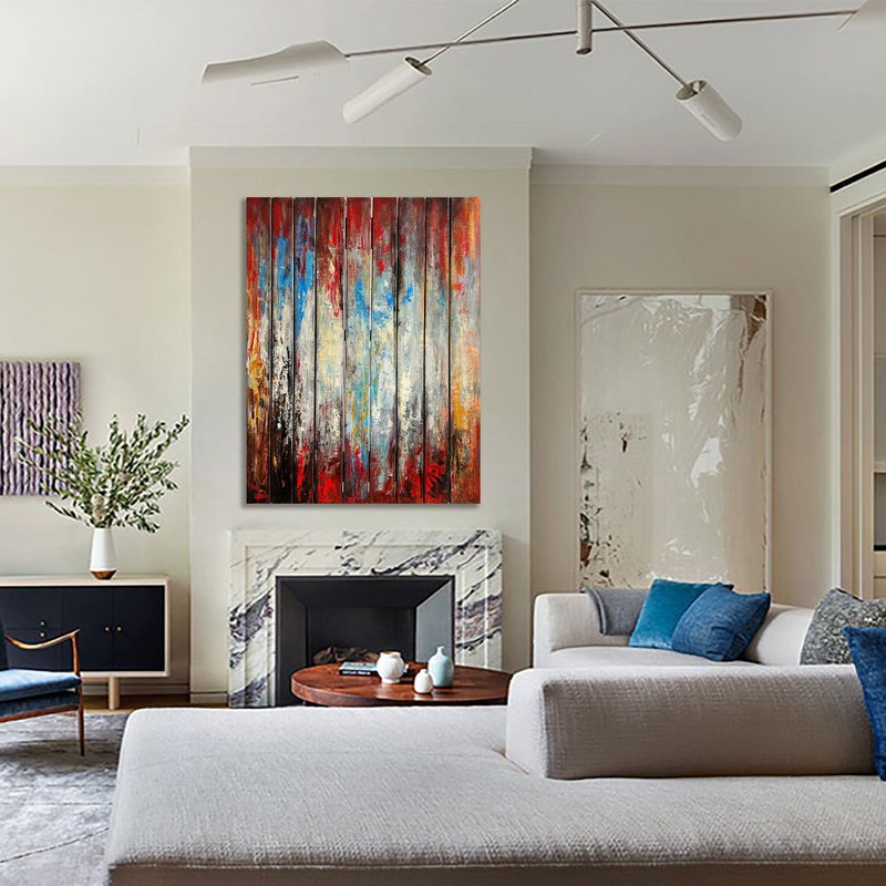 Abstract Wooden Panel Original Nine Colored Details Wall Hanging Artwork - 壁貼/牆壁裝飾 - 木頭 多色