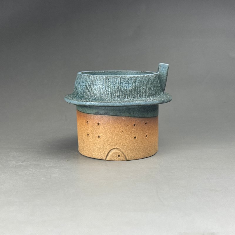 台灣良時美器【手作HandMade】香菇屋小品(陸) - 盆栽/植栽 - 陶 藍色