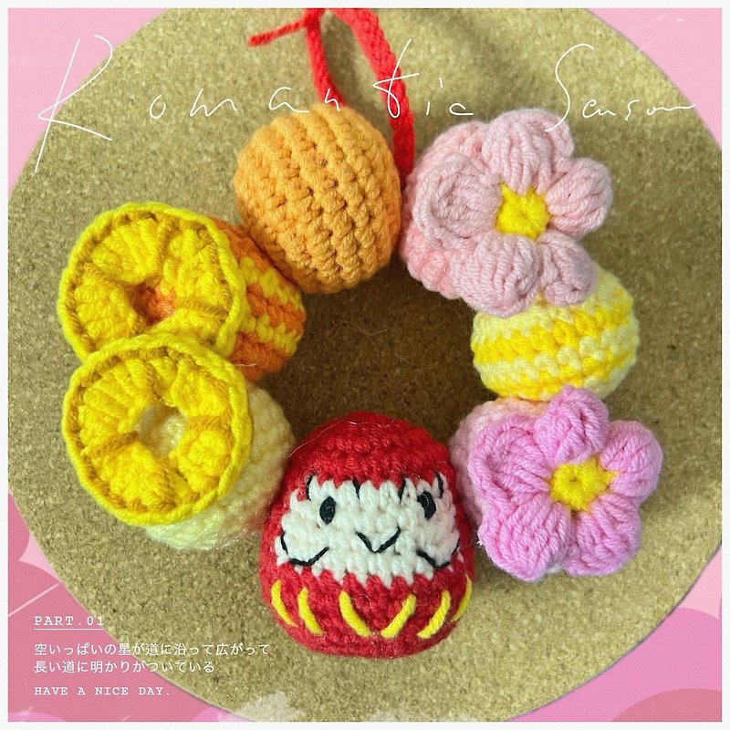 Handmade New Year Bodhidharma Ornament - Charms - Wool Multicolor