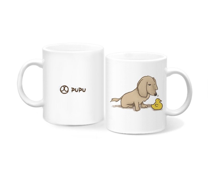 Dachshund - duck and duck - original illustration - mug - gift custom - fly planet - hand-made market - Mugs - Porcelain 