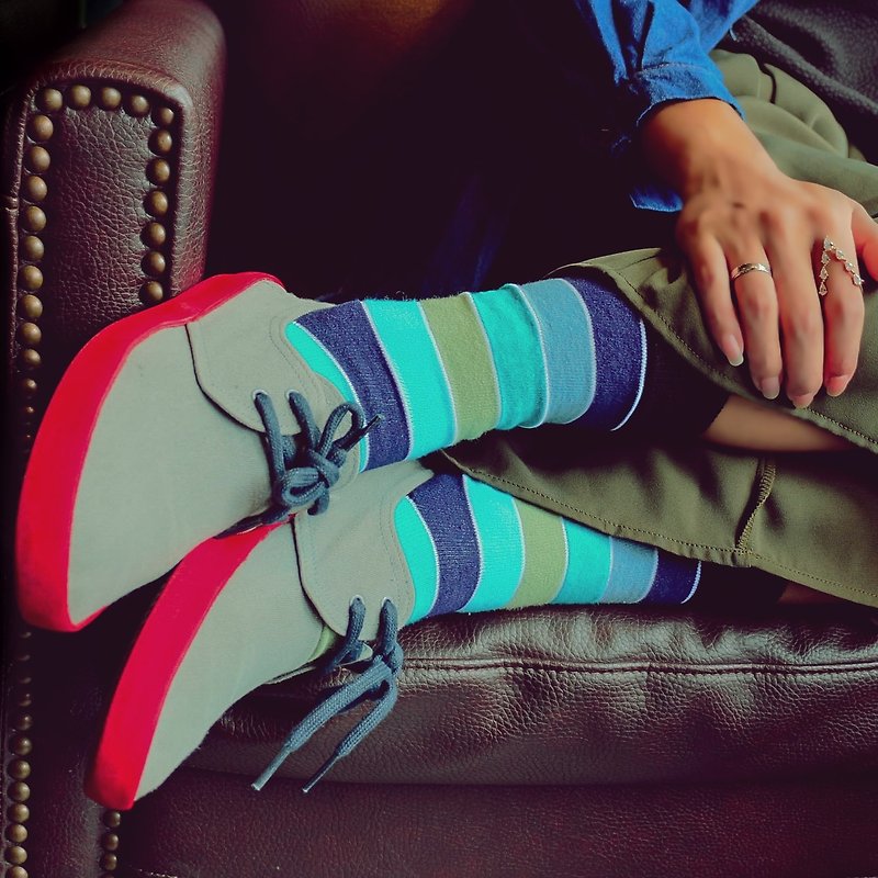 英倫風設計襪∣大地簡約群藍,抑菌除臭-台灣製,襪子 - 襪子 - 棉．麻 藍色