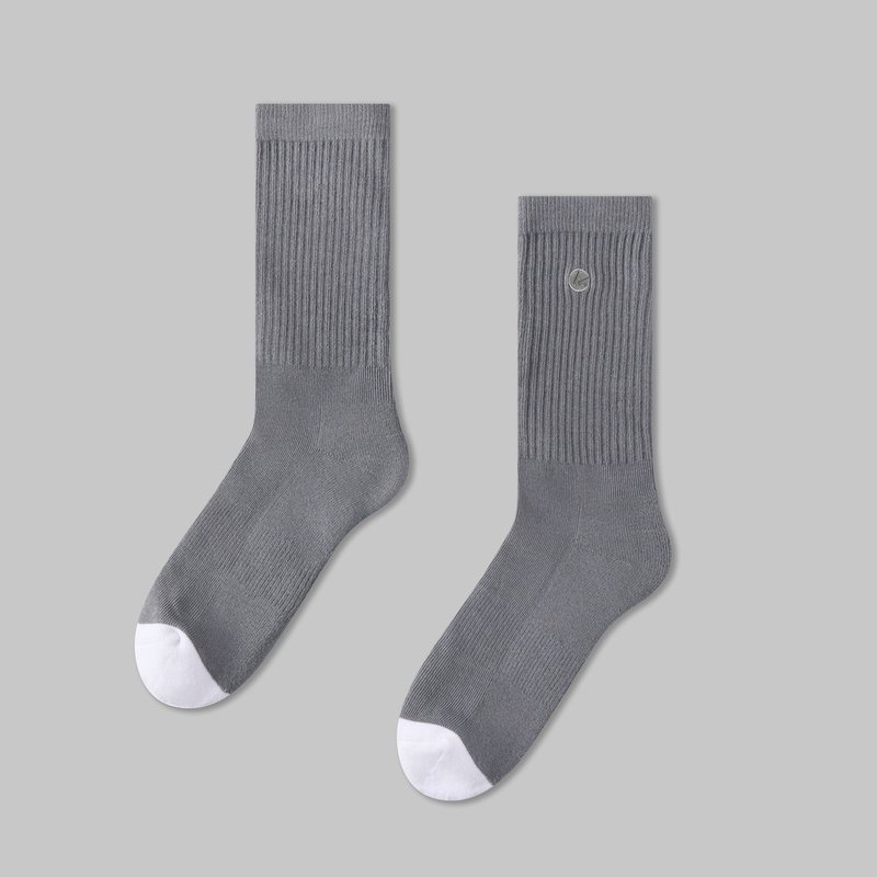 霧墨灰純棉中筒襪∣高品質精梳棉∣原創襪子∣男女同款 - 襪子 - 棉．麻 