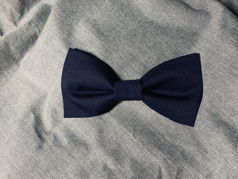 手做領結∣深藍∣紳士∣文青∣約會配件 - 煲呔 - 棉．麻 黑色